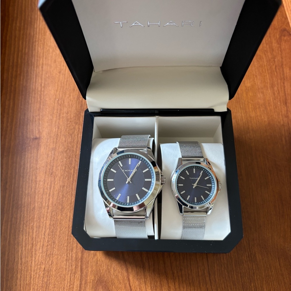NWT Tahari Silver and Blue Elegant Watch Set